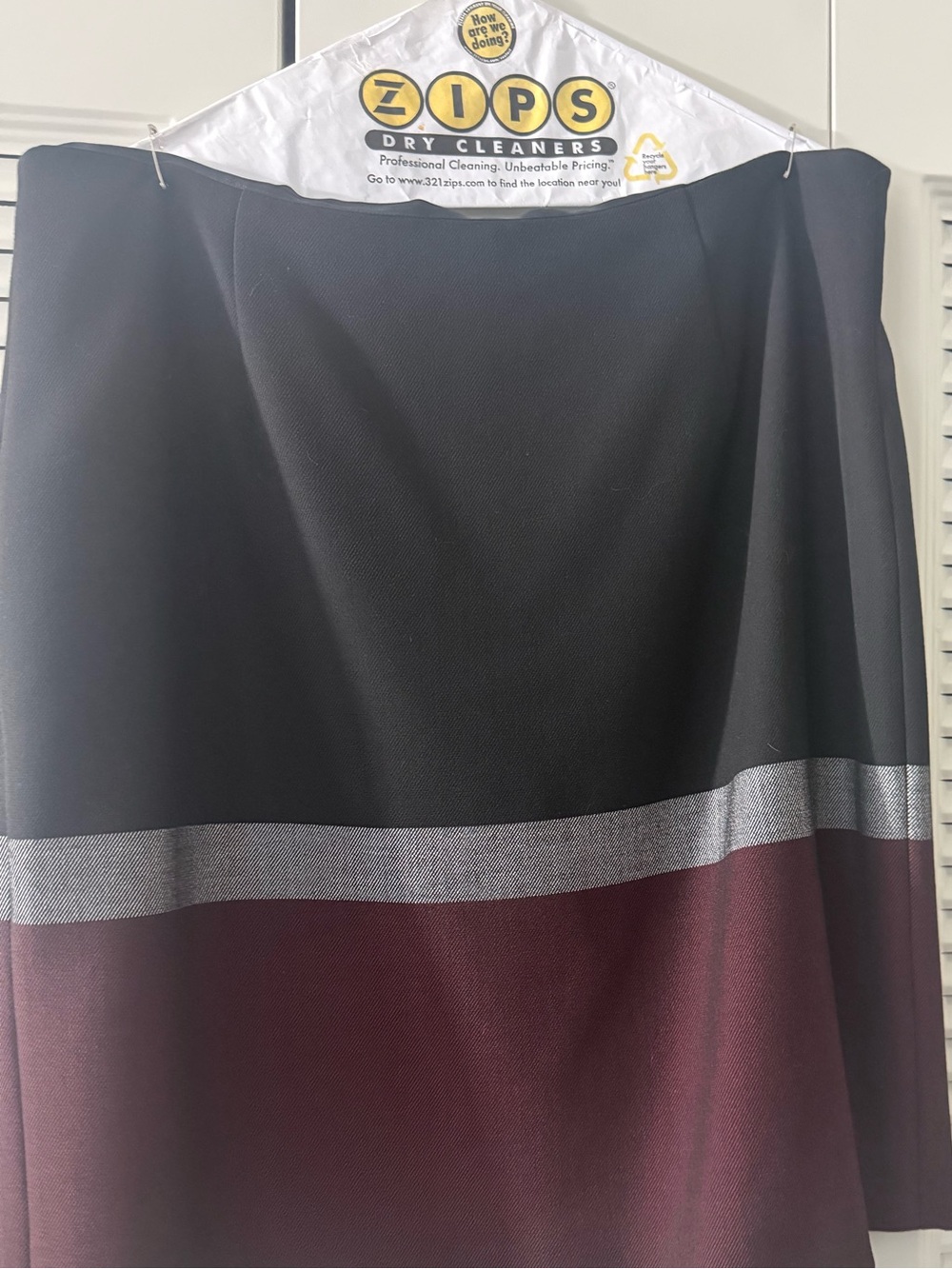 Colorblock A-Line Skirt - Black, Gray & Burgundy